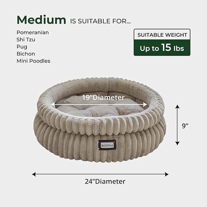 BALANCE Cat Bed Kitten Bed, Washable Round Cat Beds for Indoor Cats,Super Soft Plush Faux Fur Pet Bed for Puppy and Kitten with Anti-Slip Bottom - Image 5