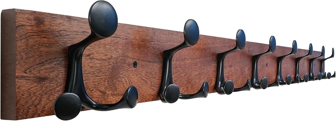 SKOLOO 43-Inch Wood Coat Rack Wall Mount with 8 Triple Hooks - Ideal for Family Entrances, Classrooms, and Pet Supplies Storage - Perfect Coat Hooks for Wall,Mahogany (Sapele) by SKOLOO