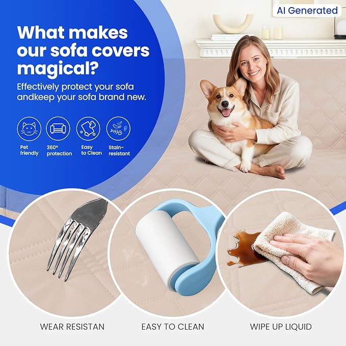 Waterproof Dog Bed Cover Pet Blanket, Soft Couch Cover for Dogs Washable, Non-Slip Dog Blanket Protect Furniture Couch Sofa Car for Puppy Large Dogs Cat (30x70 Inch, Beige) - Image 6