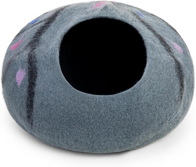 Woolygon Premium Felt Cat Cave Bed – Wool Kitty Beds Handcrafted Kitten Caves Bed for Indoor Cats - Made from Merino Wool, Foldable Cat Hideaway Covered Cat House Pod (Enchanted) - Image 2