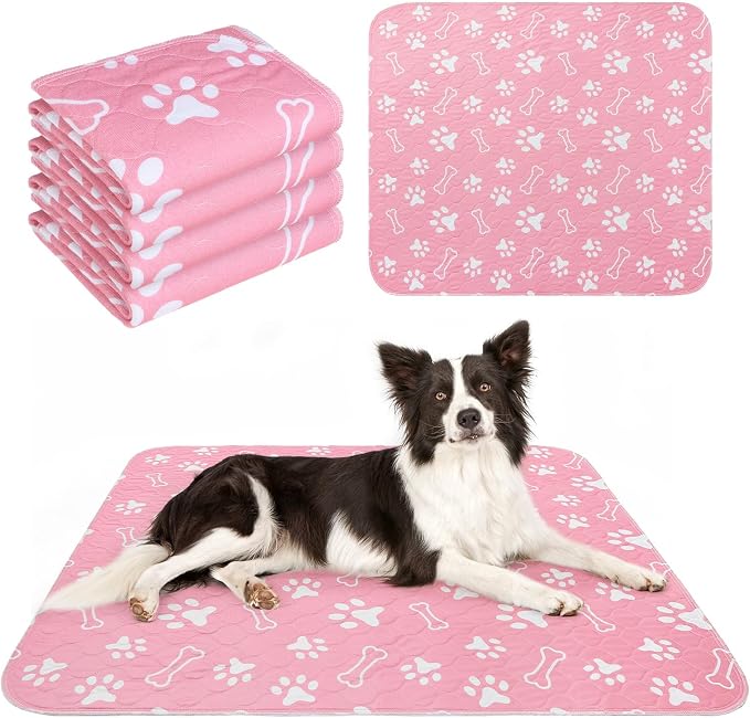BEAUTYZOO 4 Pack Washable Pee Pads for Dogs, Reusable Puppy Pads for Potty Training, Waterproof Super Absorbent Whelping Pads Mats Non Slip Against Urine for Small Medium Dogs Cats, 36" x 41" by BEAUTYZOO