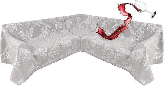 1OO% Waterproof Sectional Couch Covers for Dogs L Shaped Corner Sofa Cover Washable Chenille Sofa Slipcovers Blanket Modern Jacquard Pet Furniture Protector (91"x252", Light Gray Leaf) by SYJOVIA