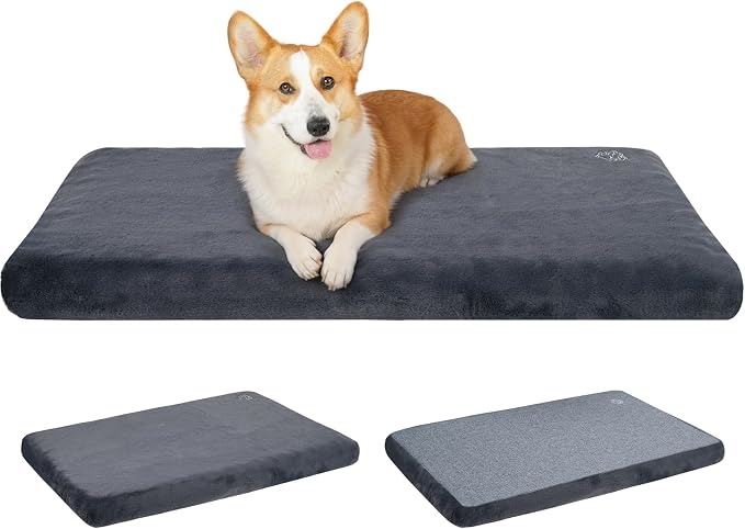 EMPSIGN Dog Bed Mat Crate Pad Mattress, Ultra Soft Pet Kennel, Grey, M | Reversible(Cool & Warm), Waterproof Linings, Removable Machine Washable Cover, for 30" Dog Crate, Firm Support by EMPSIGN