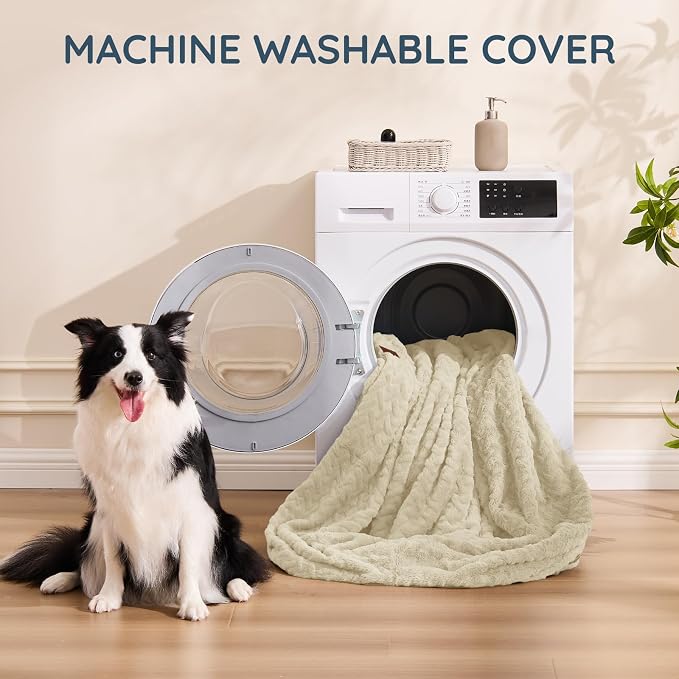 ChiXnuggle Faux Fur Washable Human Dog Bed Cover（Only Human Dog Bed） | 72*40*10,removable replace cover,soft fur,non-slip bottom,linen - Image 3