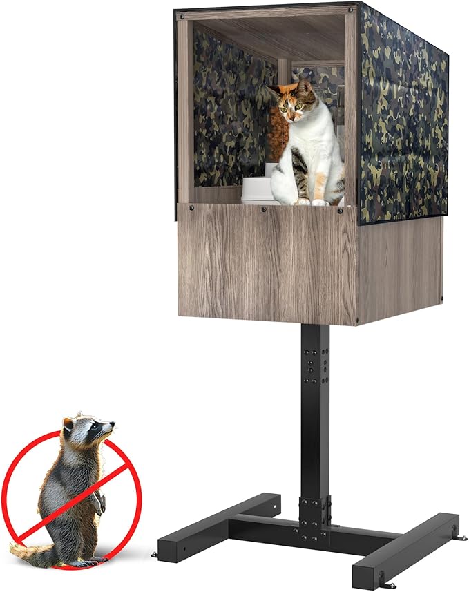 GDLF Outdoor Cat Feeding Station and Weatherproof Feral Cat Shelter | Elevated Design: Helps keep food dry and off wet ground while creating a dedicated feeding area for outdoor cats by GDLFGoodLife