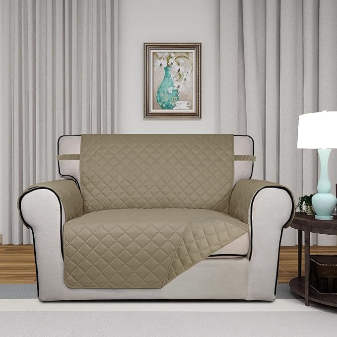 PureFit Reversible Quilted Sofa Cover Dog Couch Covers for Sofa, 28 in | Beige/Beige, Water Resistant Couch Protector, Washable Pet Couch Cover with Non Slip and Elastic Straps For Kids - Image 2