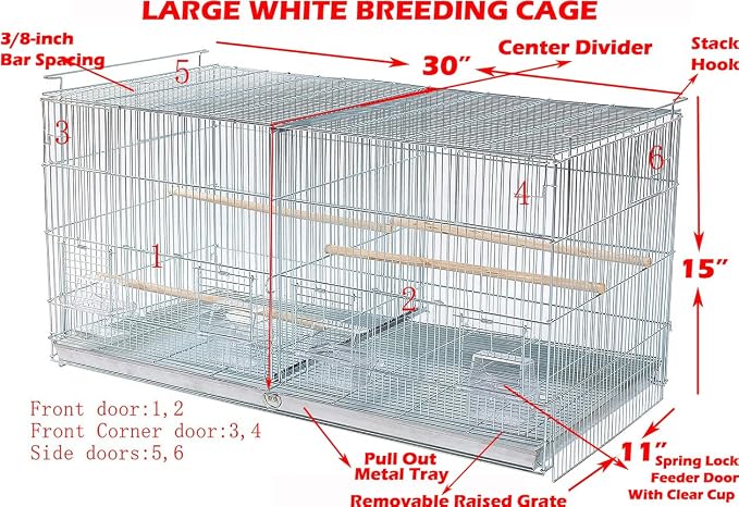 LOT of Large Stackable Breeder Bird Flight Cage with Removable Center Divider and Breeding Nest Box Doors with Removable Rolling Stand - Image 2