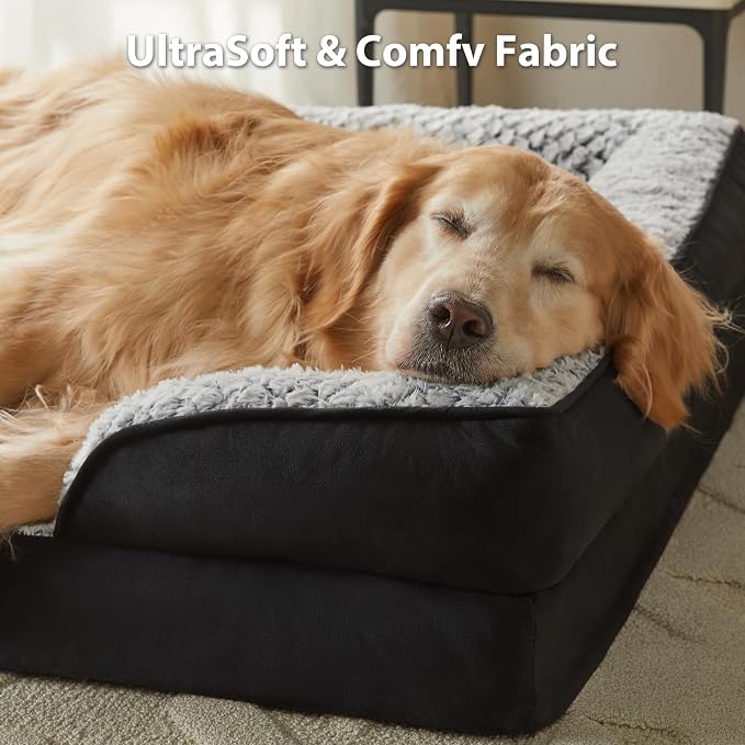 LEXTRO Orthopedic Dog Bed for Medium Dogs, Comfy Sleeping Dog Sofa Bed | 28x23 Inch Medium Dog Bed with Sides, Non-Slip Bottom and Egg-Crate Foam Dog Couch Bed with Washable Removable Cover - Image 2