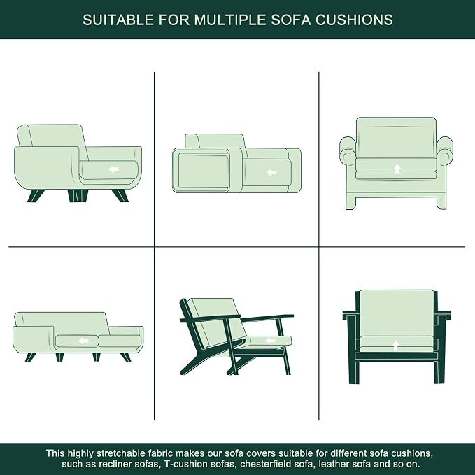 CHUN YI Stretch Loveseat Couch Cushion Cover Suitable for 2 Settee, Sofa Seat Slipcover with Spandex Jacquard Fabric(Medium,Teal) - Image 6