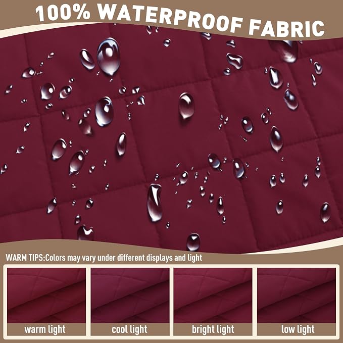 MAXIJIN Waterproof Chair Cover for Dogs Washable, Quilted Chair Seat Cover Sofa Slipcover for Armchair with Side Pockets, Non-Slip Furniture Protector for Pets Kids (Chair, Wine Red) - Image 4