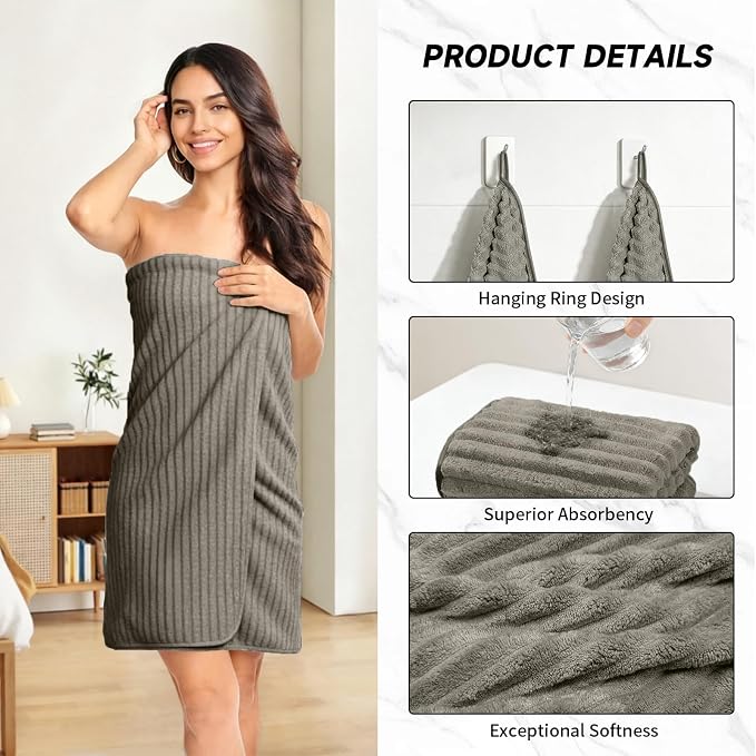 Extra Large Bath Towel Set 10 Piece, XL Bath Towels 35"x67" Oversized Bath Sheets, 280 GSM Microfiber Quick Dry Absorbent Towels, 5 Bath Sheets & 5 Hand Towels (Brown) - Image 4