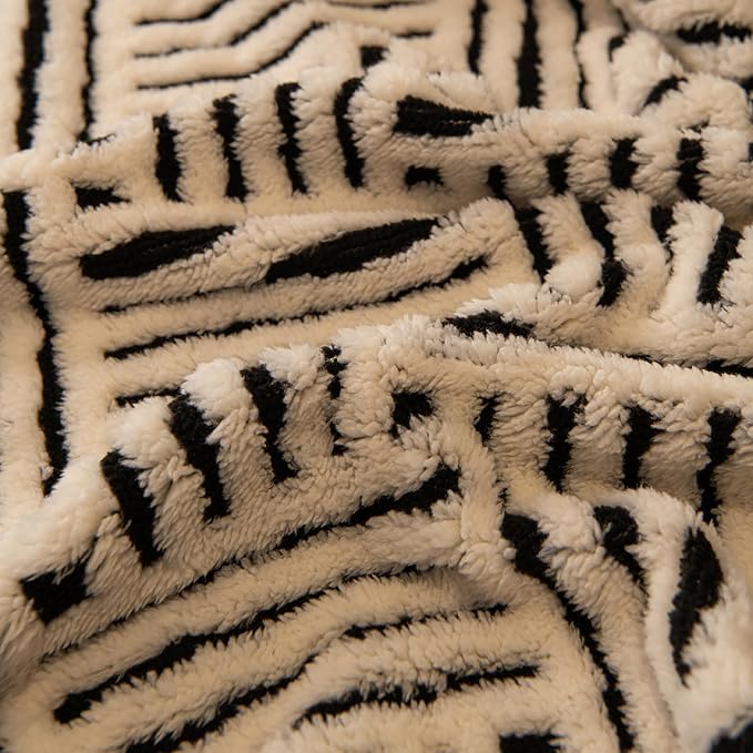 ROOMLIFE Striped Boho Black Couch Cover for 2-3 Cushion Sofa, Fuzzy Plush Warm Sofa Slipcovers Sectional Sofas Covers, Non Slip Washable Furniture Protector Soft with Tassel,Winter 71''X150” - Image 9