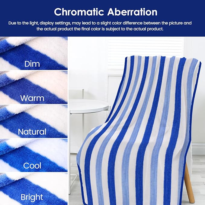 JML Bath Towels, Pack of 4, 30"x60", Large Microfiber Towel Set, Ultra Soft, Super Absorbent, Fast Drying, Perfect for Suana, Shower, Pool, Sport, Travel, Fitness, SPA,Yoga, Cabana Stripe Blue - Image 8