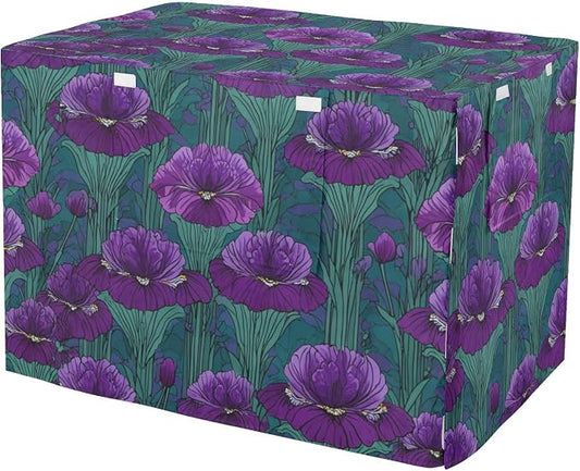 Dog Crate Cover Kennel Cover for Dog Cages Breathable for Wire Cage Indoor Outdoor Purple Irise Pattern by QwThum