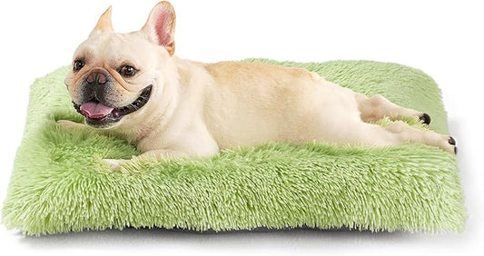 EHEYCIGA Fluffy Dog Crate Bed for Medium Dogs, Plush Crate Pad, Green | Calming Anti Anxiety Medium Dog Bed, Washable Soft Warm Faux Fur Crate Mat with Non-Slip Bottom by EHEYCIGA