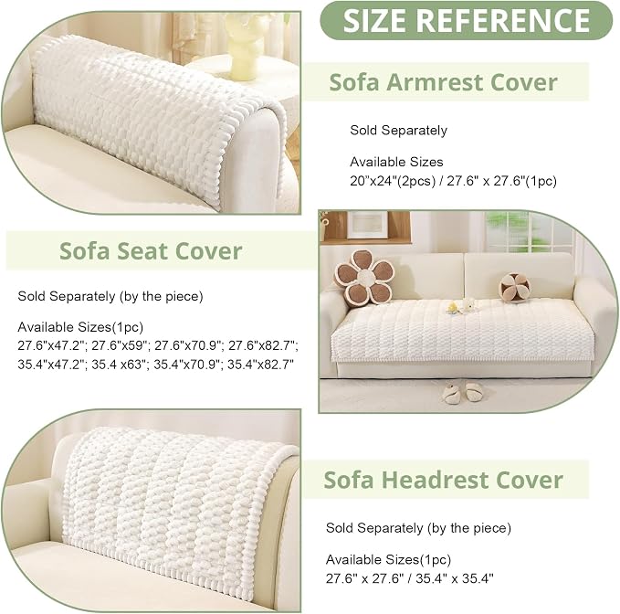 OstepDecor Couch Cover for Dogs, Washable Non Slip Sofa Cover for Pets, Soft Couch Covers for Sofa, Loveseat and Sectional, Furniture Protector Against Pet Hair & Scratches (35.4" x 82.7", White) - Image 3