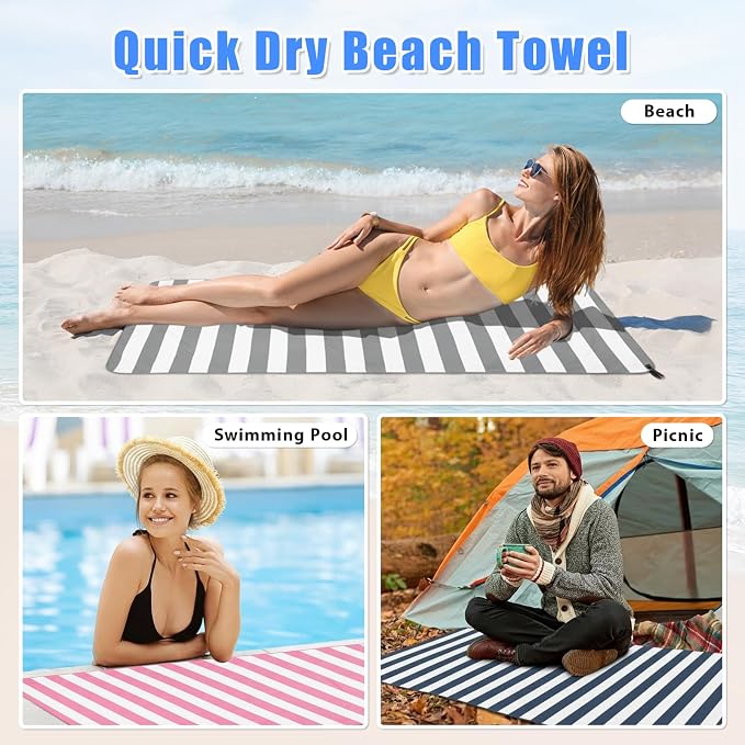 Sfee 4 Pack(8Pcs) Microfiber Travel Towel, Beach Towel Quick Dry Towel Camping Towel Super Absorbent Compact Lightweight Sports Gym Towels for Beach, Gym, Hiking, Pool, Backpacking, Bath, Yoga - Image 5
