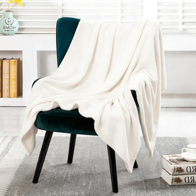 Fleece Throw Blankets Bulk 50x60 Inches - 8 Pack Soft Flannel Plush Blankets for Couch, Sofa, Bed, Home - Lightweight Warm Gifts for Wedding, Travel, Pet (Light Gray + Cream White) - Image 2