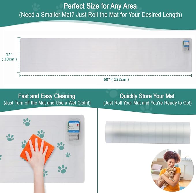 SEERWAY Scat Pet Shock Mat 2 Pieces, Shock Pads for Dogs and Cats Training Indoor, Electric Repellent Mat Keeps Pets Off Couch, Sofa, Countertop, 3 Modes, 2 Pieces Same Size, Battery Operated - Image 7