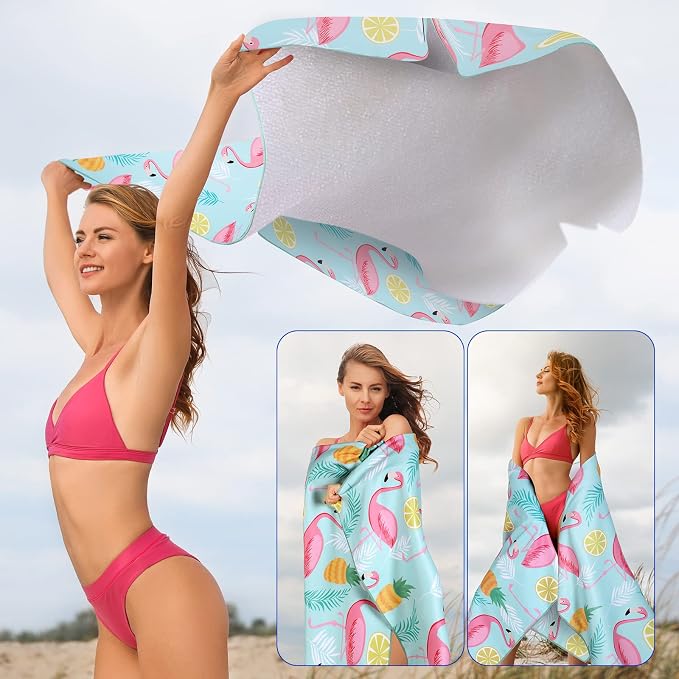 EBOOT 10 Pack Oversized Beach Towel Set Extra Large Pool Towels Microfiber Quick Dry Swim Blanket for Adult Women Men Face Hand Body Bath Travel Pool(Delicate Color,36 x 72 Inch,Seaside) - Image 7