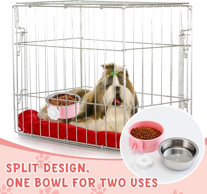 LemonRoad 12 Pcs Dog Crate Water Bowl Bulk No Spill Hanging for Kennel Removable Stainless Steel Puppy Food Water Feeding Bowls Cage Coop Cup for Dogs Cats Rabbits Birds Ferret(Mixed Style) - Image 5