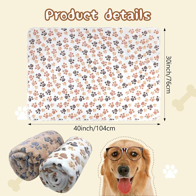 YUEPET 2 Pack Waterproof Dog Blanket, Washable Puppy Blanket for Bed Sofa | Waterproof Sofa Protector, Soft Fleece Flannel, 40 x 30 in, Machine Washable, White Coffee, Small-Medium Dogs and Cats - Image 2