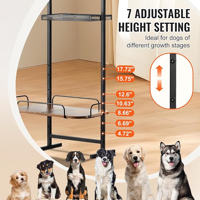 VEVOR Elevated Dog Bowls with 7 Adjustable Height, Dog Feeding Station with Storage, Raised Dog Bowl Stand, Lifted Dog Bowl Holder Cabinet Shelf with Pet Food Toy Organizer for Large Medium Small Dogs - Image 3