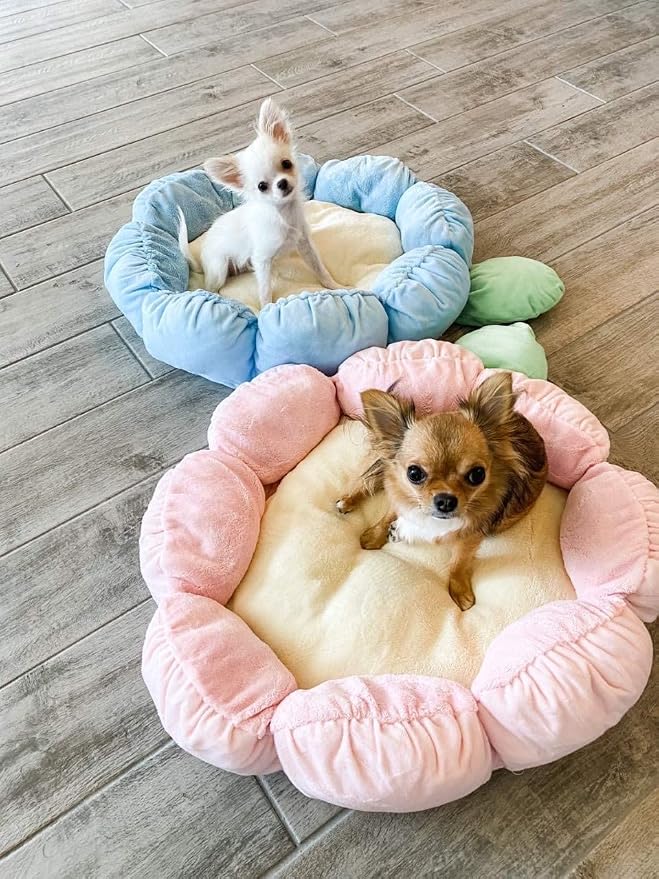 TONBO Soft Plush Small Cute and Cozy Pastel Pink Flower Dog Cat Bed, Washer and Dryer Friendly, (Pastel Pink) - Image 6