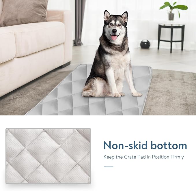 Magik & Kover Dog Crate Pad 2 Pack (36" x 23"), Soft Dog Crate Mat with Anti-Slip Bottom, Machine Washable Kennel Pad, Fits 36 Inch, Grey | Fits 36 Inch Crate, Soft, Machine Washable, Kennel Pad - Image 6