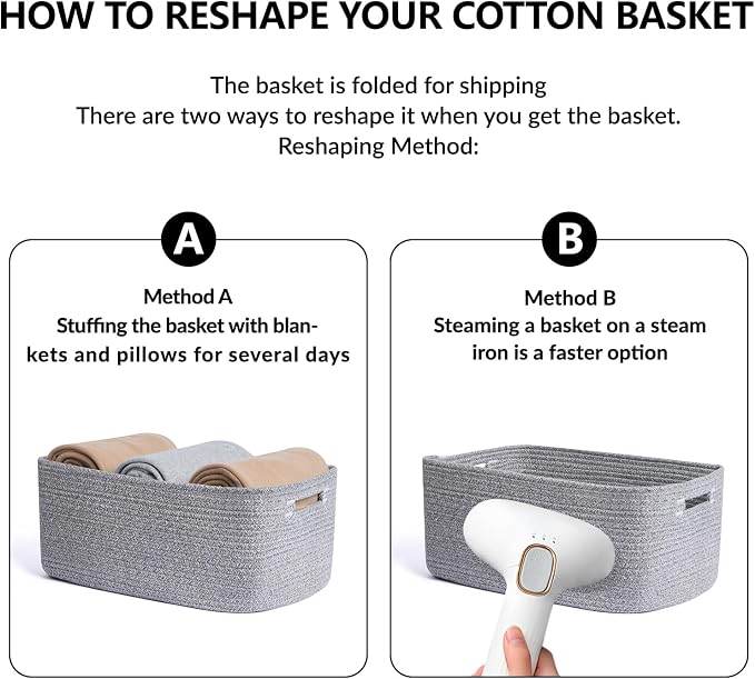 MiniArk Large Storage Baskets for Shelves, 17 x 13 x 7.5” Closet Organizers Bins for Clothes Blanket Towels, Baby Nursery, Toy Baskets Box, Woven Rope Baskets, 3 Packs Mixed Grey - Image 7