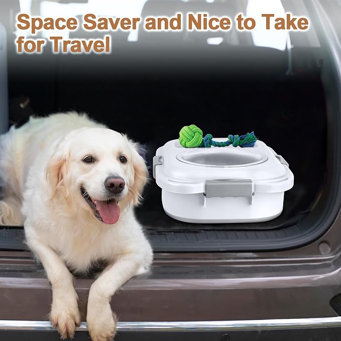 Dog Food Storage Container, 10-20 lbs Airtight Collapsible Cat Food Storage Container with Attachable Wheels, Portable Handle, Dog Food Scoop for Dog Cat Bird Pet Dry Food Storage Bin Light Grey - Image 6