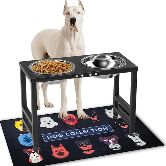ADENGL Metal Elevated Dog Bowl for Large  Raised Bowl Stand with Sprill Proof Mat and 2000ML Pet Bowls, Food & Water Bowls 16" Tall Dog Feeder for Large Breed by ADENGL