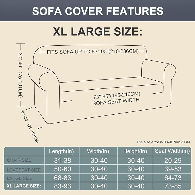 Stretch Oversized Sofa Couch Cover Washable Slipcover, Navy | 1-Piece X-large Sofa Cover For 3 Cushion,Furniture Protector Couch Cover For Dogs, Polyester Spandex Jacquard fabric - Image 5