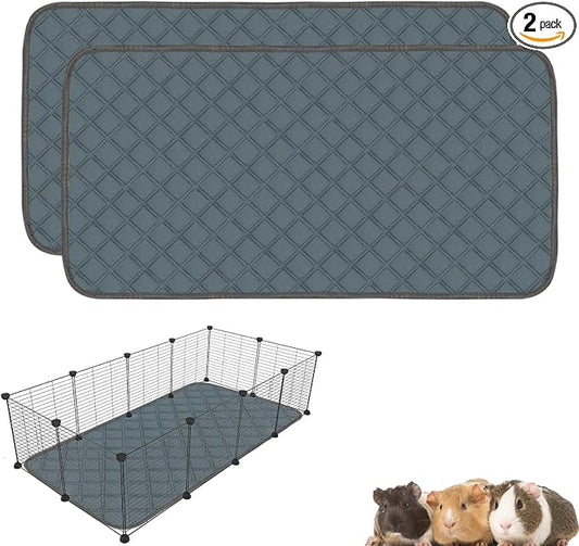 2 Pack Washable Guinea Pig Cage Liners for C&C 2x4 Habitat Guinea Pig Bedding Super Absorbent | Waterproof | Non Slip| Reusable Guinea Pig Pee Pads for Small Animals Cages - 57.1" x 27.6" by Mooydee