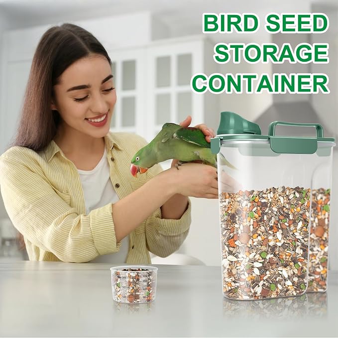 TBMax Cat Dog Food Storage Container 5 to 7 lbs, Secondary Pet Food Storage Container Beyond a Large Dog Food Bin for Daily Use, Easy-Pouring Bird Seed Dispenser, Travel Kibble Holder -Bottle Green - Image 6