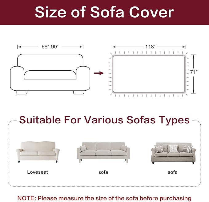 Loom and Mill Luxury Vintage Jacquard Sofa Couch Covers, Burgundy, 71"x118" | Elegant Damask Floral Sofa Throw Cover with Tassels for 2-3 Cushion Couch, Sectional Couch Cover Sofa Slipcover for Dogs Pets - Image 3