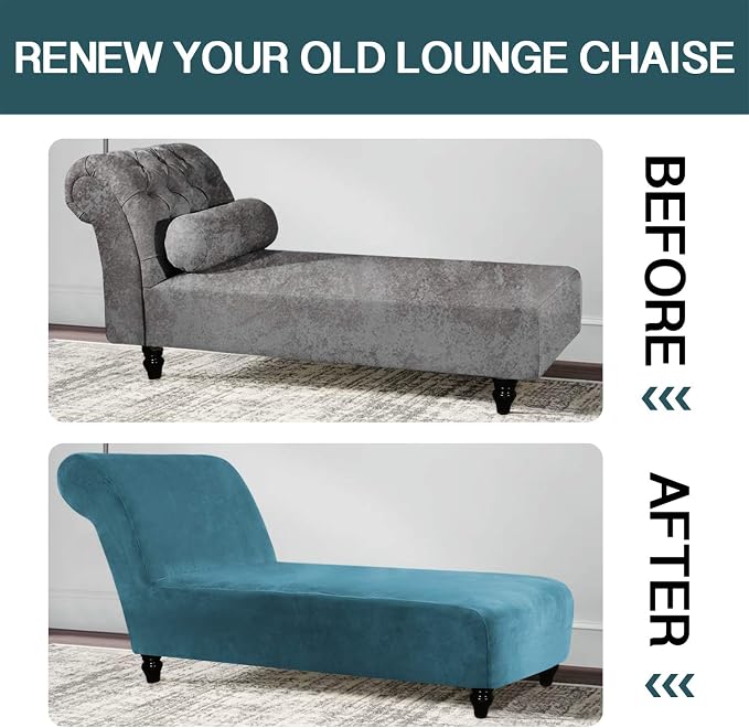 FantasDecor Chaise Lounge Slipcover Velve Luxury Stretch Chaise Covers for Living Room Indoor Ultra Soft Machine Washable, Peacock Blue - Image 5