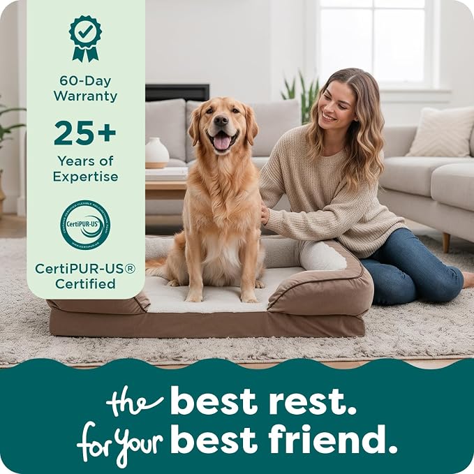 Furhaven Orthopedic Dog Bed for Large Dogs w/ Removable Bolsters & Washable Cover, For Dogs Up to 95 lbs - Plush & Velvet Waves Perfect Comfort Sofa - Brownstone, Jumbo/XL - Image 9