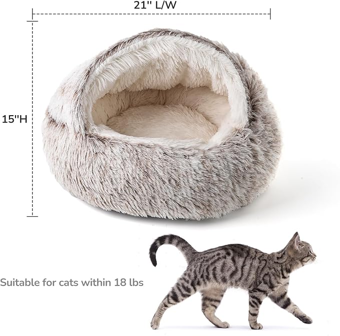 CATISM Cat Bed, Cat Beds for Indoor Cats Covered Hooded | Warm Soft Plush Comfortable Removable Washable Non-Slip Bottom - Image 8