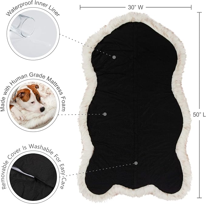 IHAPPYDOG Replacement Dog Bed Cover, Machine Washable (White w/Brown Tips, Large/Extra Large 50x30) - Image 2