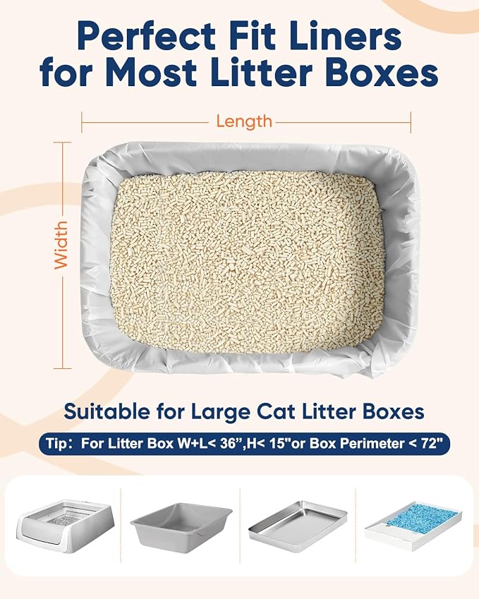24 Pack Litter Box Liners Compatible with Safe Pets Scoopfree, 37"x16" | Cat Litter Box Tray Refill, Large Cat Waste Poop Bags, Anti-scratch Cardboard, Drawstring, Heavy Tear-resistant - Image 3