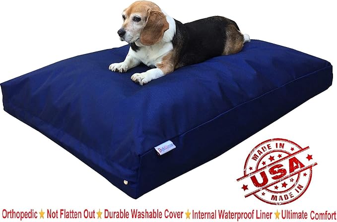 Dogbed4less Memory Foam Dog Bed for Medium to Large Dogs with Orthopedic Comfort, Waterproof Liner and Heavy Duty Nylon Cover 47X29 Pillow, Navy Blue - Image 2