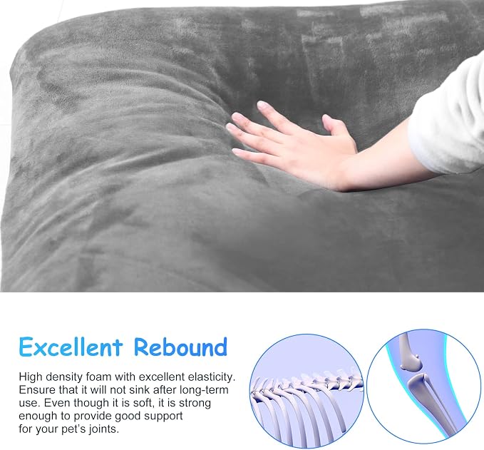 Magic Dog Super Soft Large Dog Bed, 39 Inches Orthopedic Foam Pet Beds with Anti Slip Bottom, Dog Sleeping Mattress with Removable and Washable Cover, Grey - Image 2