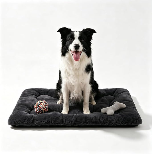 Dog Bed 36" for Metal Crate Pad,Washable Sleeping Mat for Medium/Large Pets | Soft faux rabbit fur, non-slip,machine wash/dry, plush cushioning, for crates, floors & travel, multiple sizes for all breeds by Poimerk