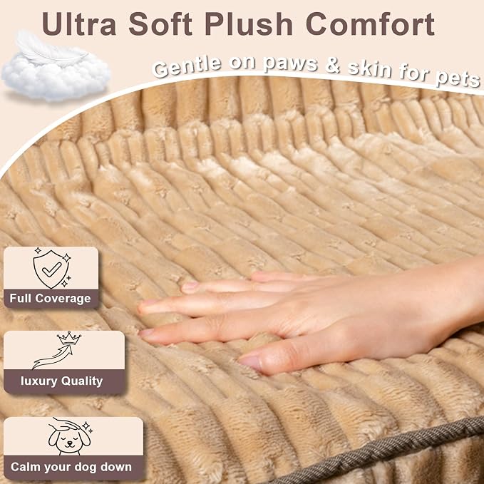 Dog Car Seat Cover Front Seat, Soft Plush Waterproof Protector,Tan | Non-Slip Backing, Side Flaps, Full Coverage, Hair, Dirt & Scratch Defense, Machine Washable, Fits Cars, SUVs & Trucks - Image 2
