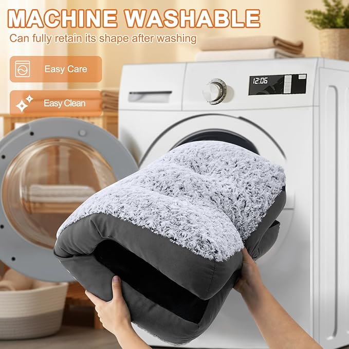 POCBLUE Deluxe Washable Dog Bed for Large Dogs Dog Crate Mat 35 Inch Comfy Fluffy Kennel Pad Anti-Slip for Dogs Up to 60 lbs, 35" x 23", Grey - Image 5
