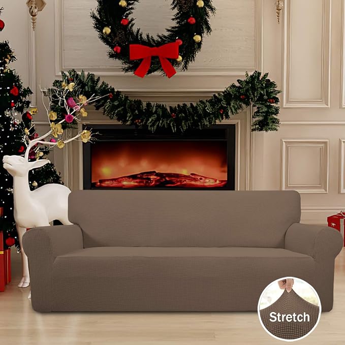Easy-Going Stretch Oversized Sofa Couch Slipcover Washable Brown | 1-Piece Extra large Sofa Cover Furniture Protector Couch Soft with Bottom for Kids, Polyester Spandex Jacquard - Image 2