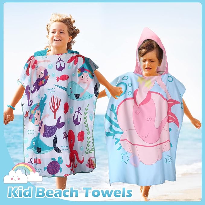 Oudain 6 Pcs Kids Hooded Towel Kids Bath Towels with Hood Microfiber Baby Pool Beach Towel for Boy Girls Toddler (47 x 24 Inch,Cute Style) - Image 5