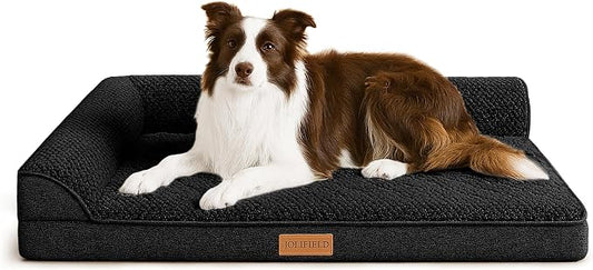 Orthopedic XL Dog Bed Large Sized Dog 48''X30'', Waterproof L Bolster Extra Large Egg Crate Foam Pet Crate Beds with Washable Removable Cover, Non-Slip Soft Pet Couch Mat, Black by Unknown