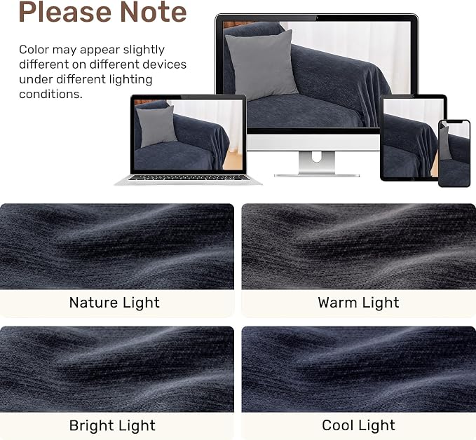 2 Pieces Sectional Couch Covers L Shaped Cover XXL Navy Blue | Thick Washable Fabric for L Shaped Sectional Sofa, Anti-Pet Hair, Stain & Wear Resistant, Easy Care & Installation - Image 8